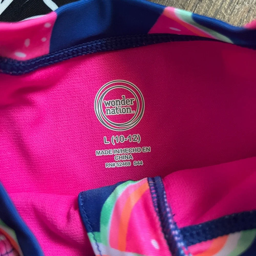 NWT Wonder Nation long sleeved swimsuit one piece tankini set size large 10/12‎